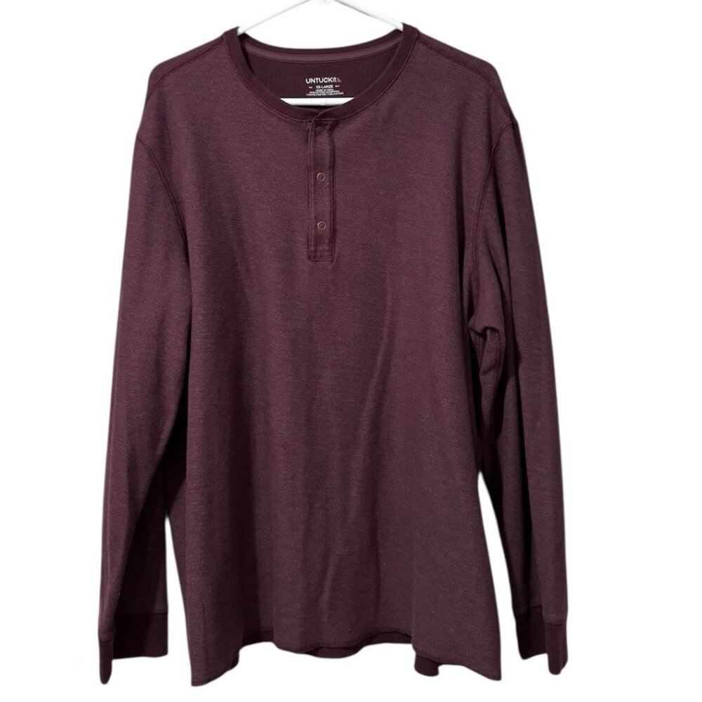 UNTUCKit Schrock Me Size XXL Henley Button Knit Pullover Casual Long Sleeve City